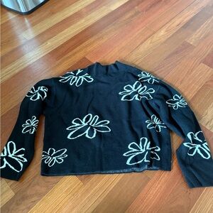 Industry Floral Mock Neck Crop Sweater